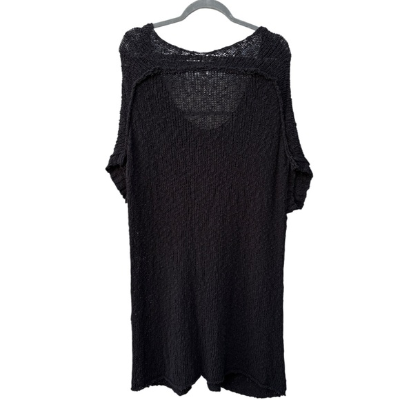 Free People Women’s S Black Knit Bohemian Short Sleeve Tunic Sweater Dress - Picture 7 of 11